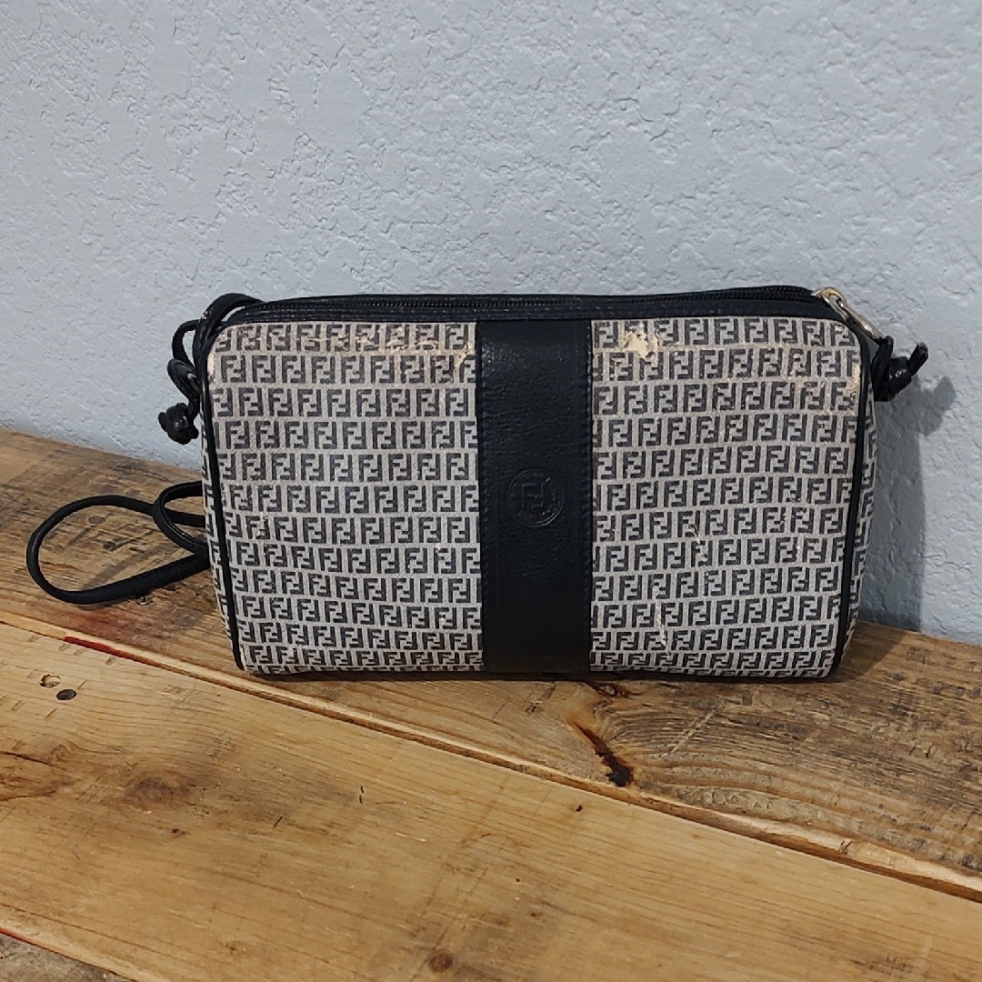 Vintage 1990's Fendi Monogram Crossbody Bag - Navy Blue